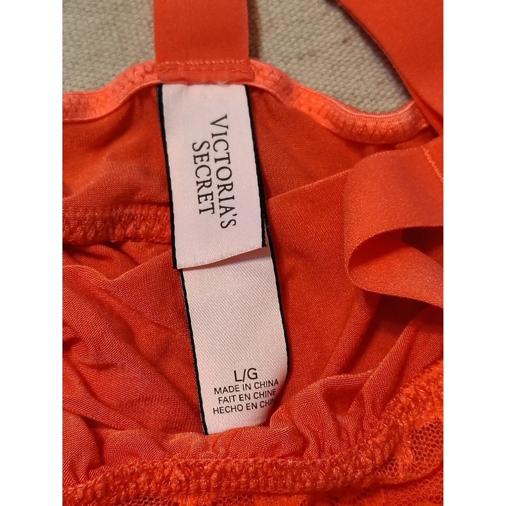 Victoria's Secret Lace Halter‎ Chemise Nightie Lingerie Coral Size Large K - Picture 5 of 9